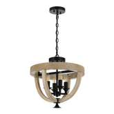 Telbix Lighting Indoor Pendants Hosley Close to Ceiling Pendant Light 4Lt in Black & Oak Lights-For-You HOSLEY CTC4-BK 9329501070420